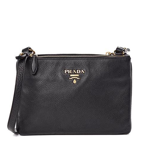 prada vitello phenix crossbody|PRADA Vitello Phenix Double Zip Crossbody Bag Black.